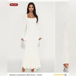 Cream Long Sleeve Maxi Dress